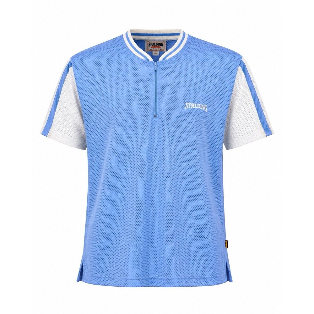 Vintage Spalding Men’s Mesh Athletic Shirt Half Zip Blue White Size Large